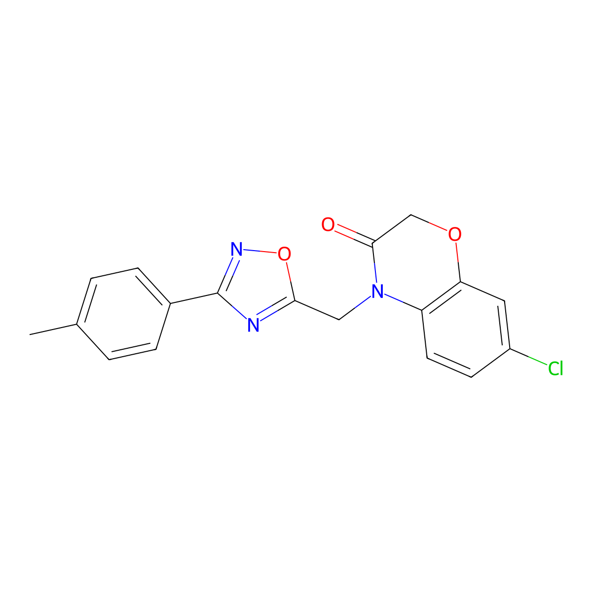 7-chloro-4-((3-(p-tolyl)-1,2,4-oxadiazol-5-yl)methyl)-2H-benzo[b][1,4]oxazin-3(4H)-one molecular structure, CAS 1105215-55-1