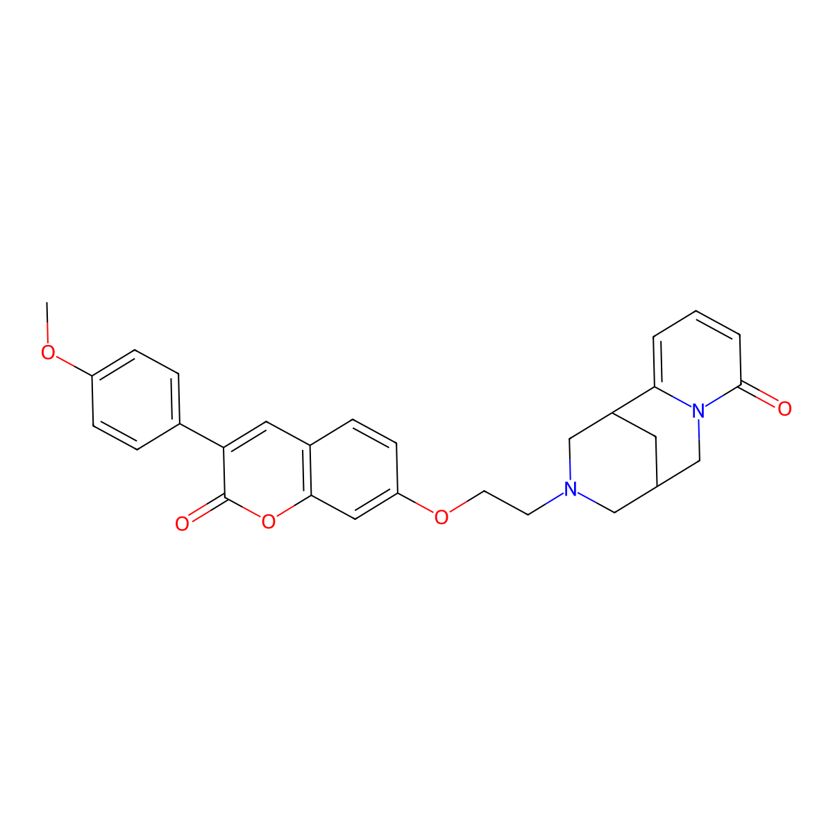 3-(2-((3-(4-methoxyphenyl)-2-oxo-2H-chromen-7-yl)oxy)ethyl)-3,4,5,6-tetrahydro-1H-1,5-methanopyrido[1,2-a][1,5]diazocin-8(2H)-one molecular structure, CAS 1105215-57-3