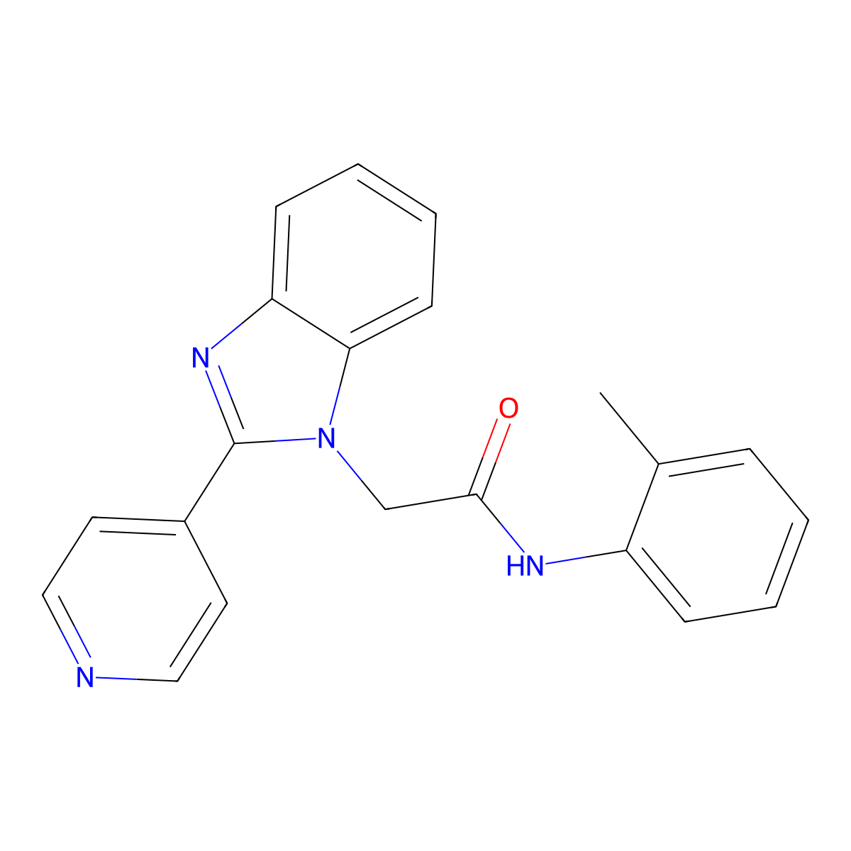 2-(2-(pyridin-4-yl)-1H-benzo[d]imidazol-1-yl)-N-(o-tolyl)acetamide molecular structure, CAS 1105215-58-4