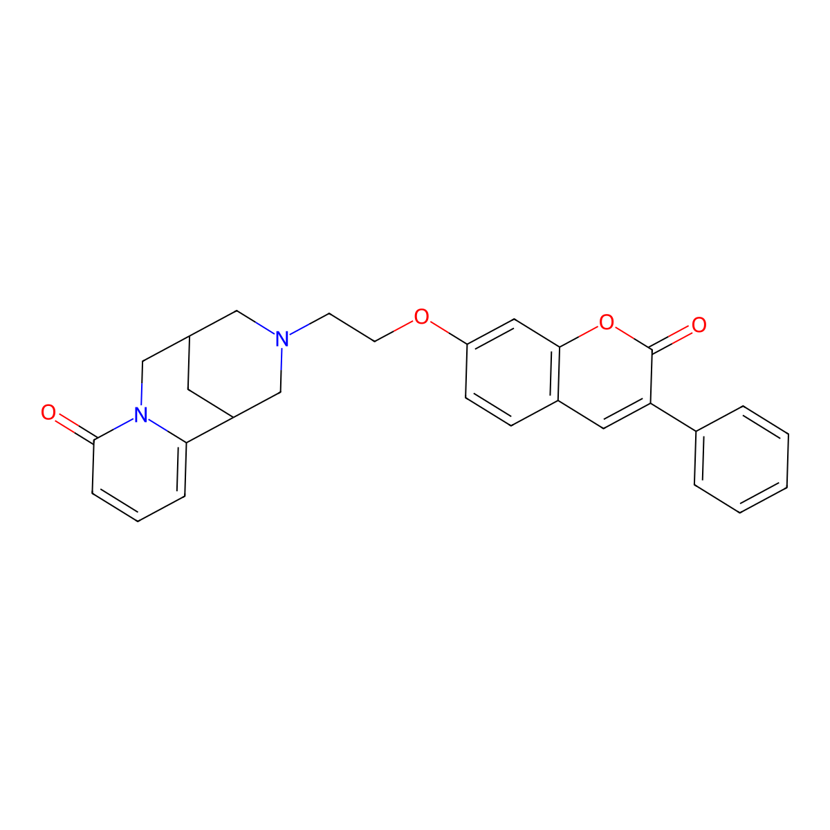 3-(2-((2-oxo-3-phenyl-2H-chromen-7-yl)oxy)ethyl)-3,4,5,6-tetrahydro-1H-1,5-methanopyrido[1,2-a][1,5]diazocin-8(2H)-one molecular structure, CAS 1105215-60-8