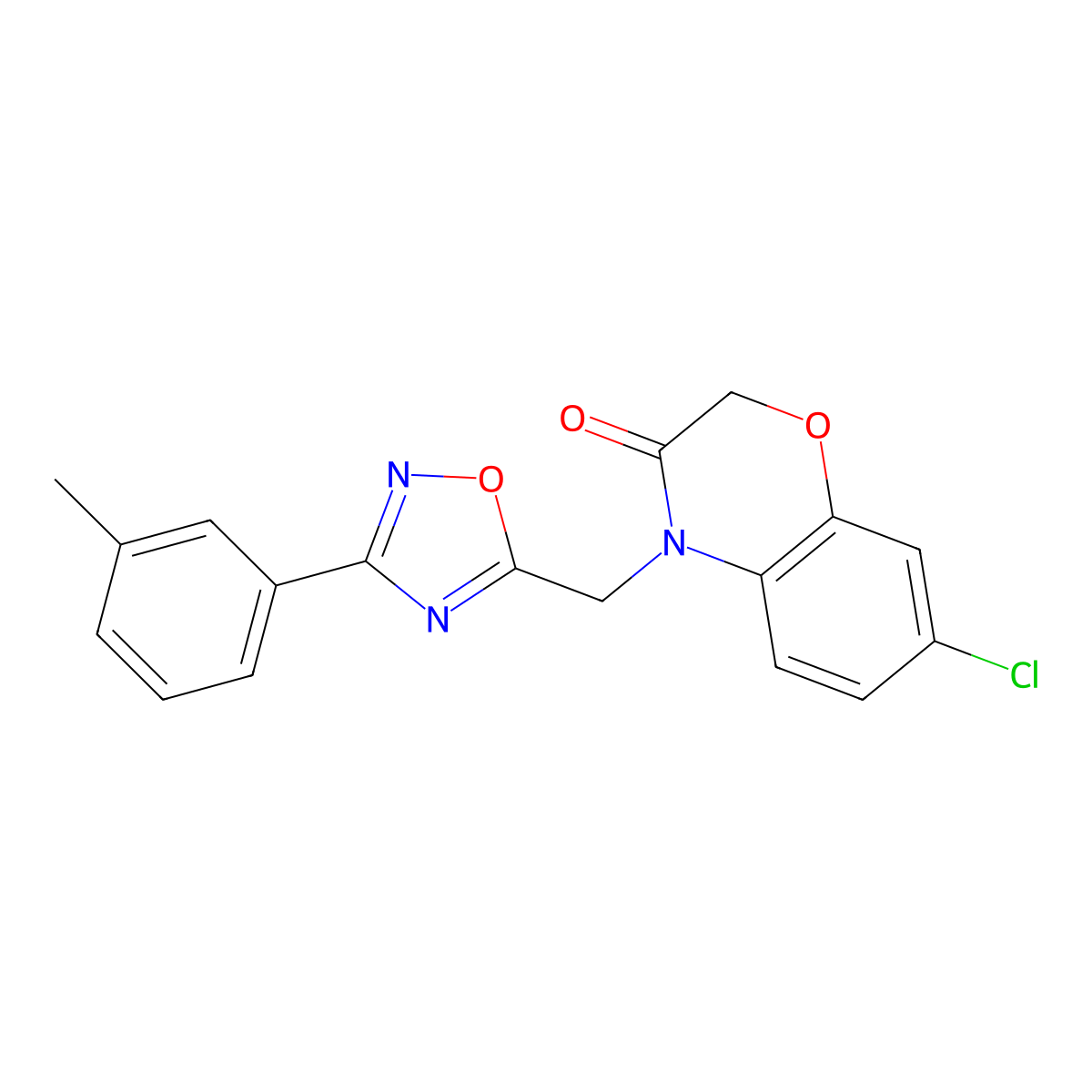 7-chloro-4-{[3-(3-methylphenyl)-1,2,4-oxadiazol-5-yl]methyl}-2H-1,4-benzoxazin-3(4H)-one molecular structure, CAS 1105215-61-9