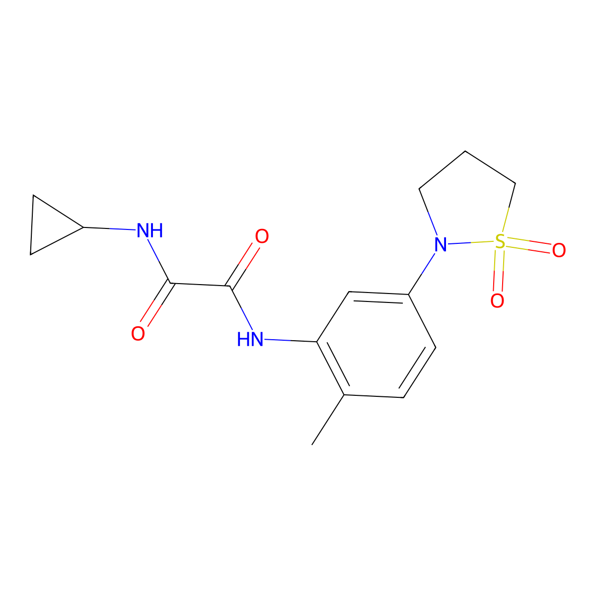 N1-cyclopropyl-N2-(5-(1,1-dioxidoisothiazolidin-2-yl)-2-methylphenyl)oxalamide molecular structure, CAS 1105215-63-1