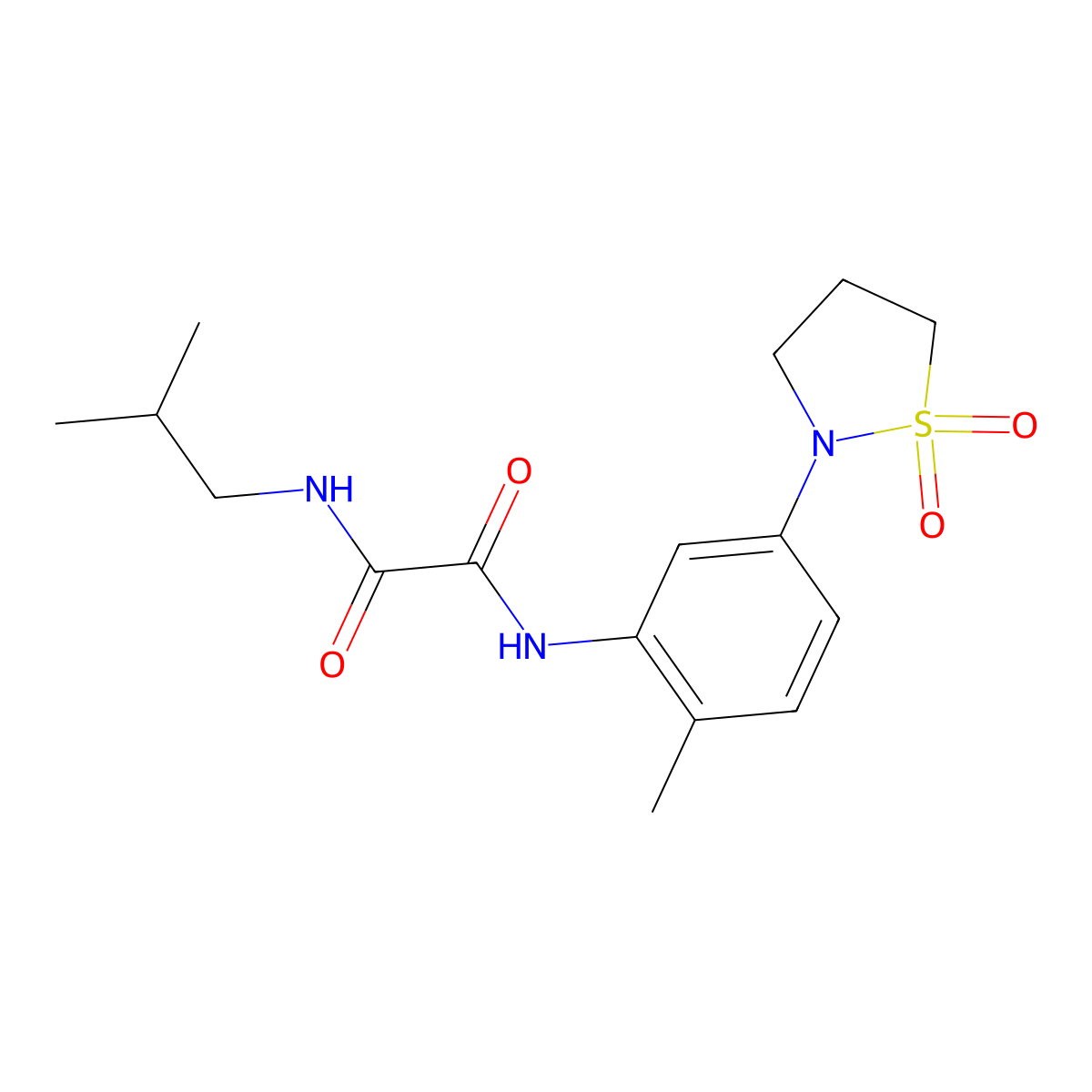 N1-(5-(1,1-dioxidoisothiazolidin-2-yl)-2-methylphenyl)-N2-isobutyloxalamide molecular structure, CAS 1105215-67-5