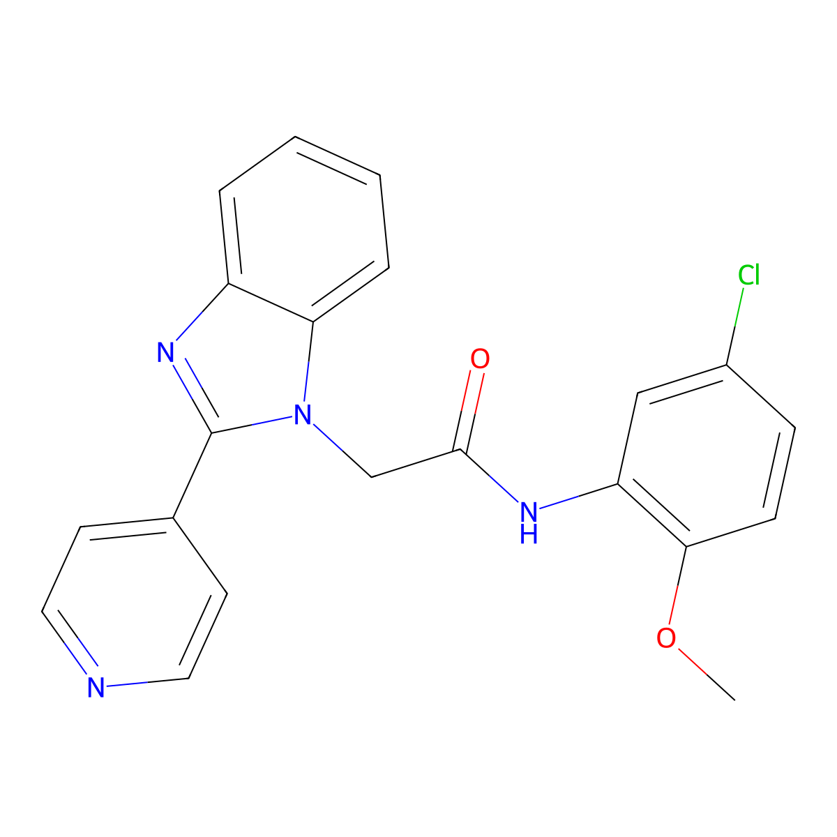 N-(5-chloro-2-methoxyphenyl)-2-(2-(pyridin-4-yl)-1H-benzo[d]imidazol-1-yl)acetamide molecular structure, CAS 1105215-70-0