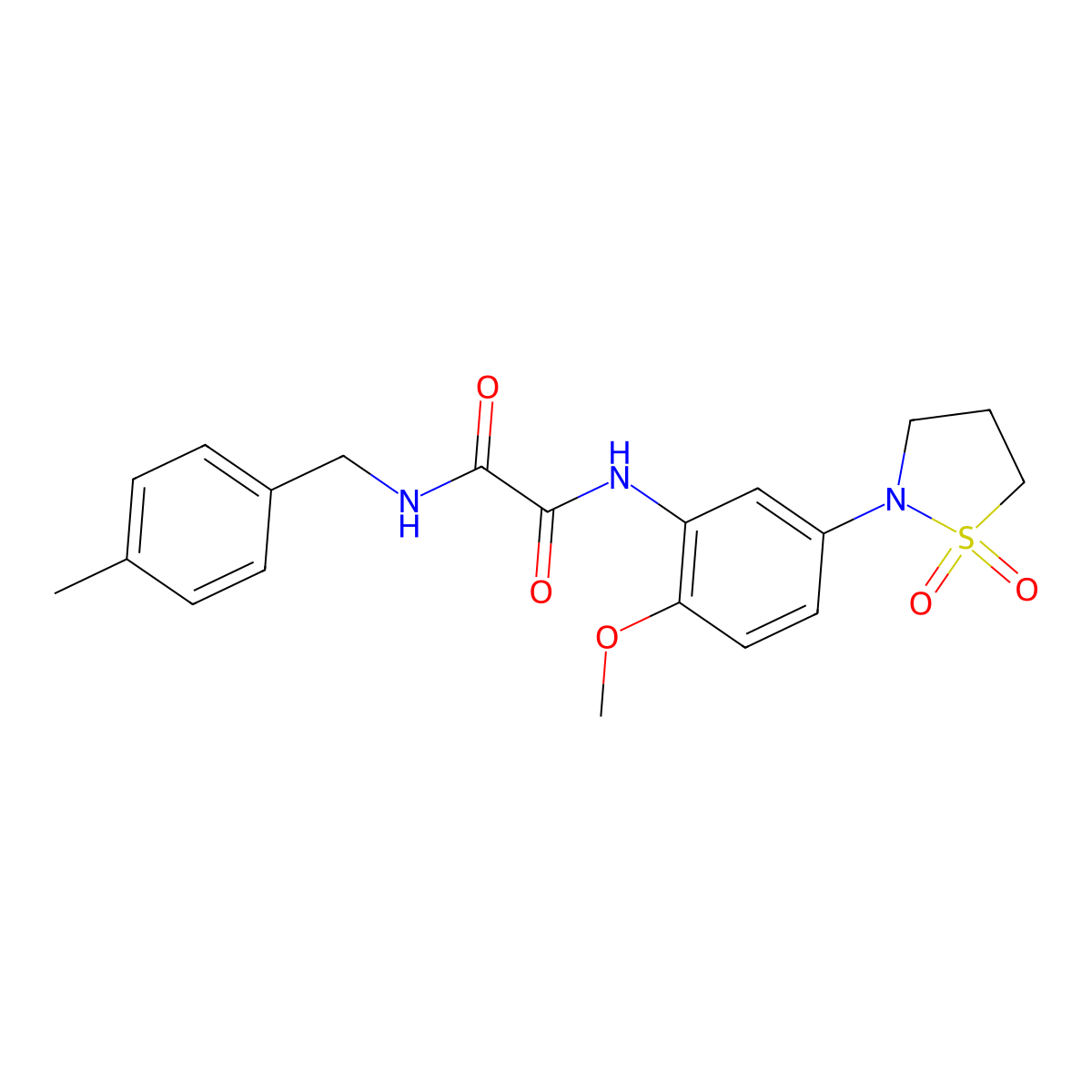 N1-(5-(1,1-dioxidoisothiazolidin-2-yl)-2-methoxyphenyl)-N2-(4-methylbenzyl)oxalamide molecular structure, CAS 1105215-71-1