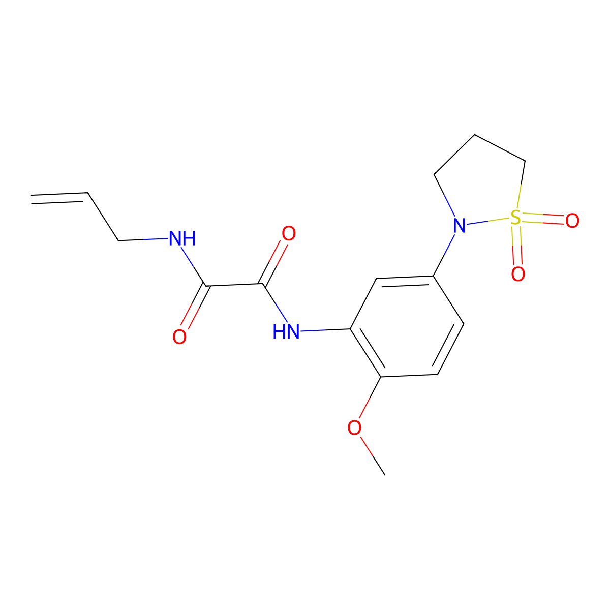 N'-[5-(1,1-dioxo-1,2-thiazolidin-2-yl)-2-methoxyphenyl]-N-prop-2-enyloxamide molecular structure, CAS 1105215-75-5