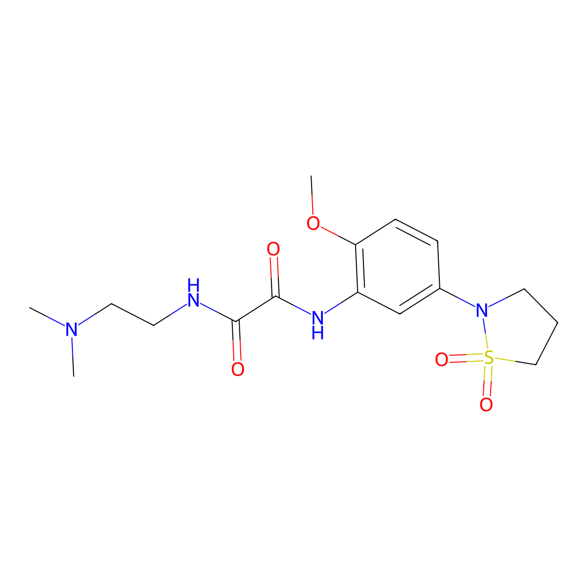 N1-(2-(dimethylamino)ethyl)-N2-(5-(1,1-dioxidoisothiazolidin-2-yl)-2-methoxyphenyl)oxalamide molecular structure, CAS 1105215-79-9