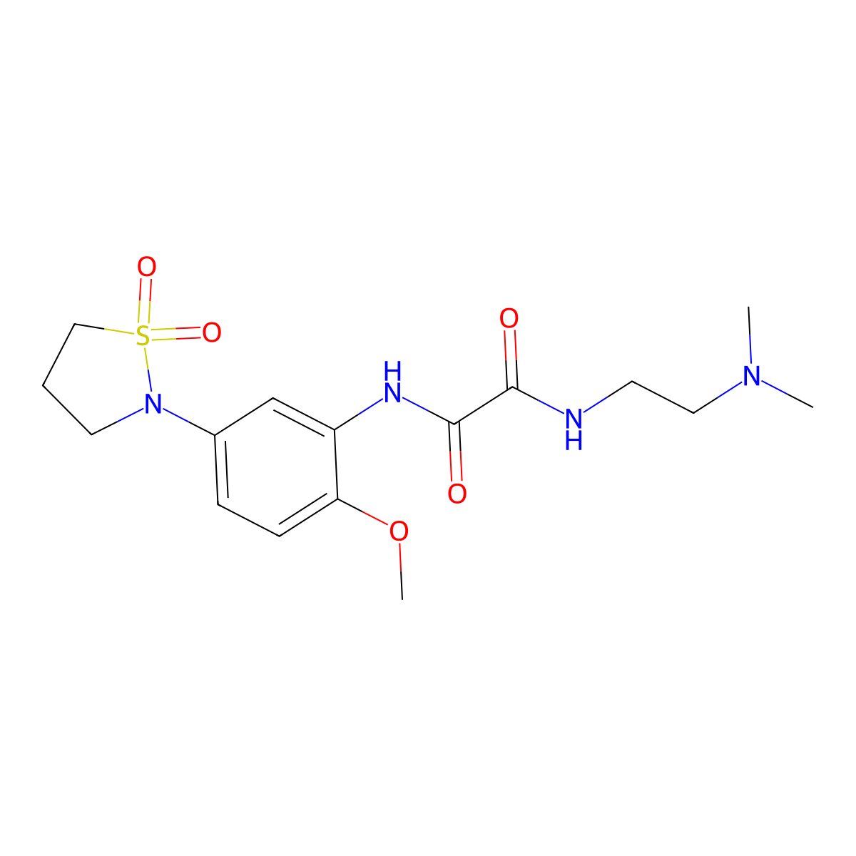 N1-(2-(dimethylamino)ethyl)-N2-(5-(1,1-dioxidoisothiazolidin-2-yl)-2-methoxyphenyl)oxalamide molecular structure, CAS 1105215-79-9