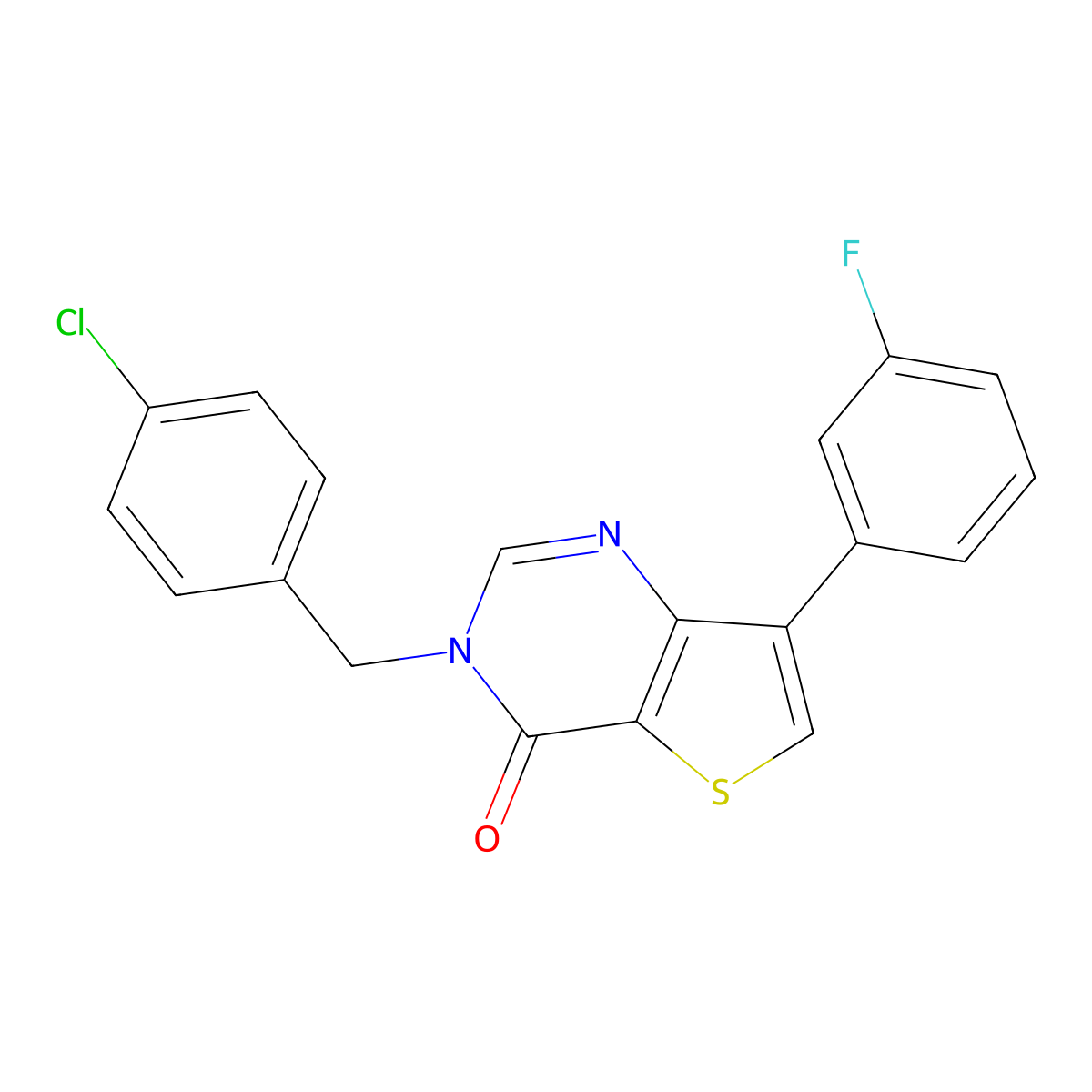 3-(4-chlorobenzyl)-7-(3-fluorophenyl)thieno[3,2-d]pyrimidin-4(3H)-one molecular structure, CAS 1105215-81-3