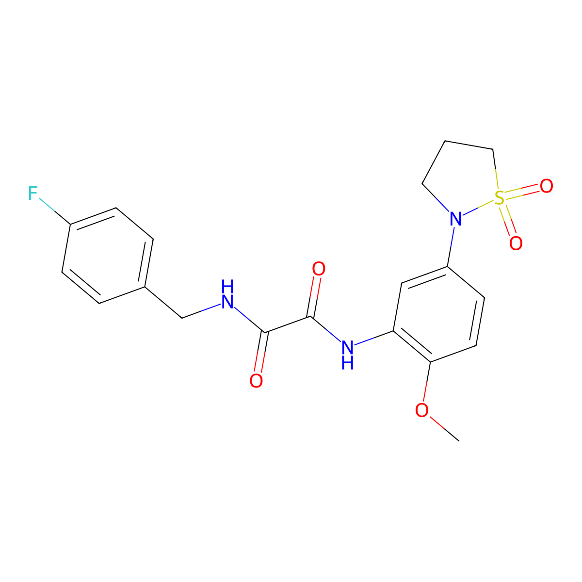 N-[5-(1,1-dioxo-1lambda6,2-thiazolidin-2-yl)-2-methoxyphenyl]-N'-[(4-fluorophenyl)methyl]ethanediamide molecular structure, CAS 1105215-83-5