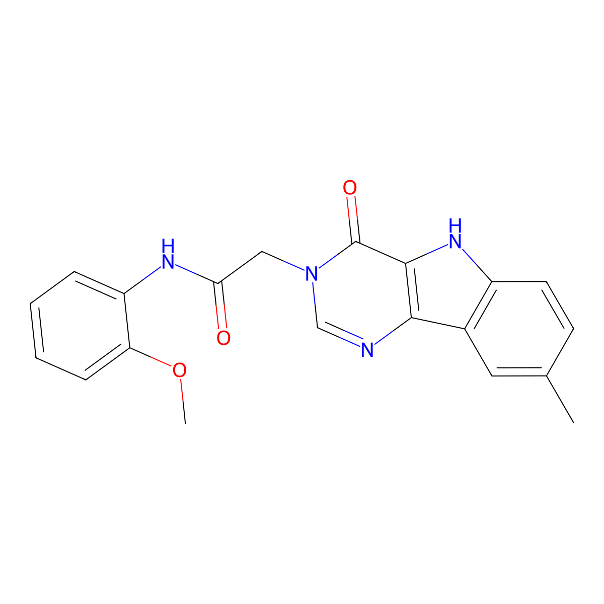 N-(2-methoxyphenyl)-2-(8-methyl-4-oxo-4,5-dihydro-3H-pyrimido[5,4-b]indol-3-yl)acetamide molecular structure, CAS 1105215-85-7