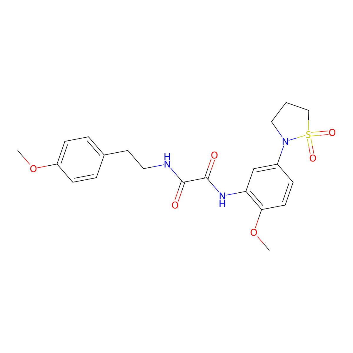 N1-(5-(1,1-dioxidoisothiazolidin-2-yl)-2-methoxyphenyl)-N2-(4-methoxyphenethyl)oxalamide molecular structure, CAS 1105216-03-2