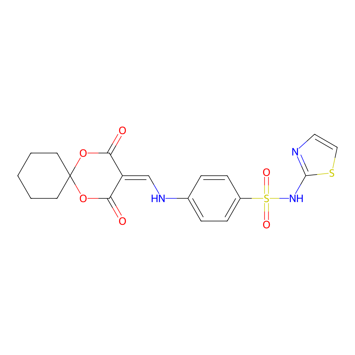 4-(((2,4-dioxo-1,5-dioxaspiro[5.5]undecan-3-ylidene)methyl)amino)-N-(thiazol-2-yl)benzenesulfonamide molecular structure, CAS 1105216-04-3
