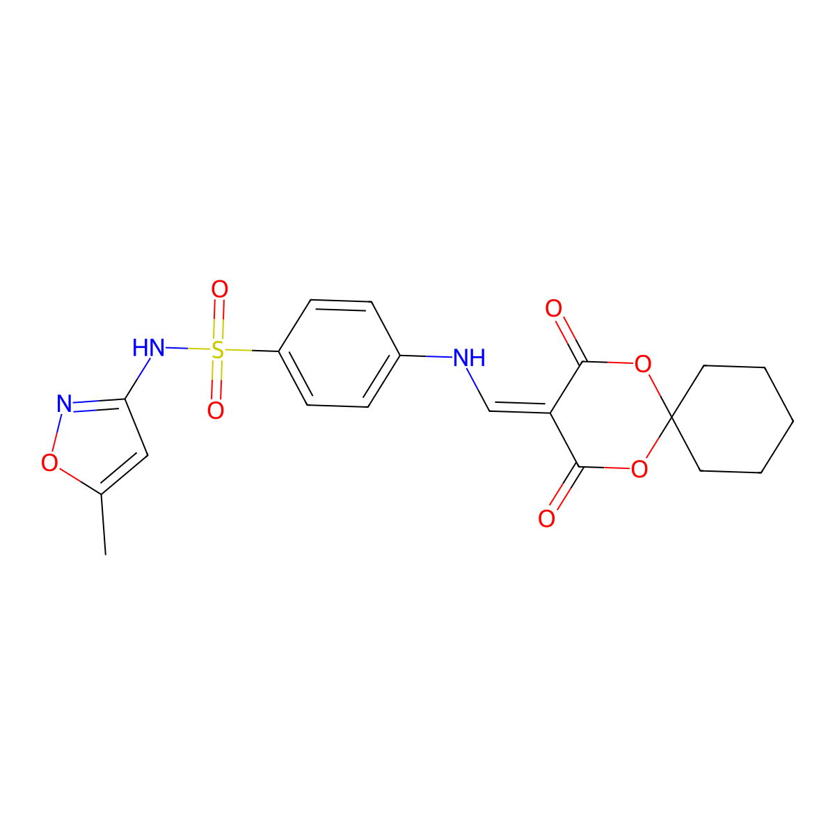 4-(((2,4-dioxo-1,5-dioxaspiro[5.5]undecan-3-ylidene)methyl)amino)-N-(5-methylisoxazol-3-yl)benzenesulfonamide molecular structure, CAS 1105216-08-7