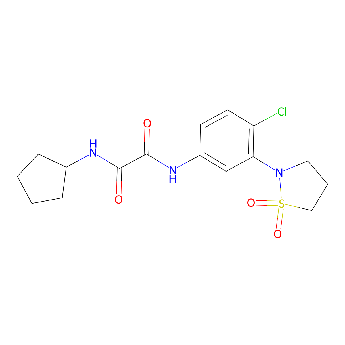 N1-(4-chloro-3-(1,1-dioxidoisothiazolidin-2-yl)phenyl)-N2-cyclopentyloxalamide molecular structure, CAS 1105216-15-6
