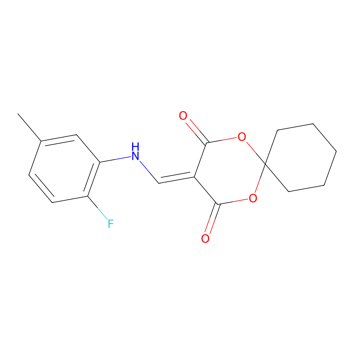 3-(((2-Fluoro-5-methylphenyl)amino)methylene)-1,5-dioxaspiro[5.5]undecane-2,4-dione molecular structure, CAS 1105216-16-7