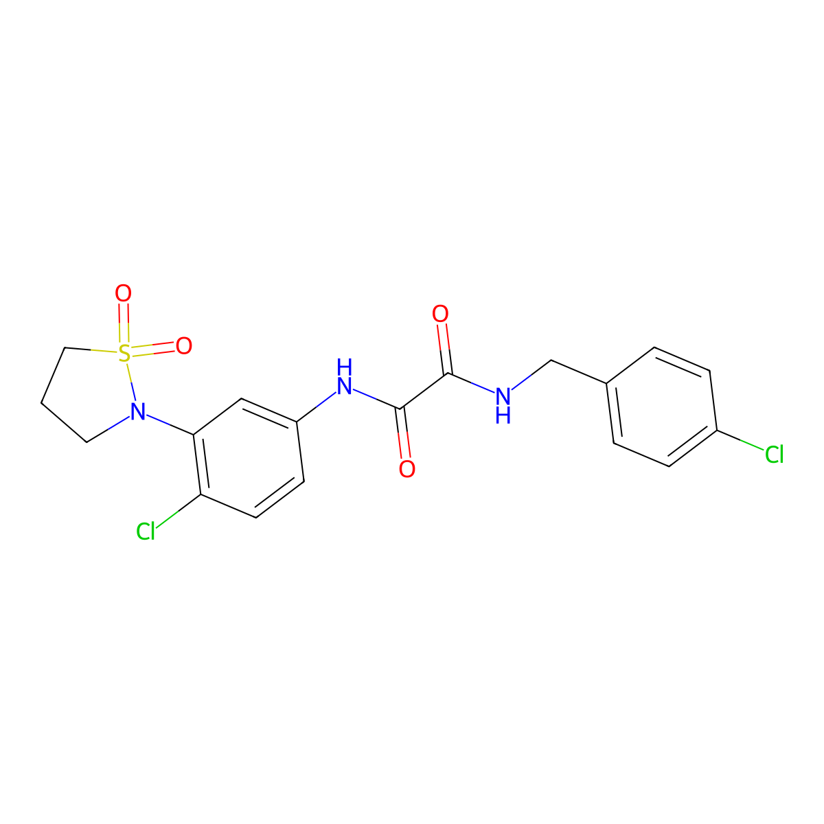N1-(4-chloro-3-(1,1-dioxidoisothiazolidin-2-yl)phenyl)-N2-(4-chlorobenzyl)oxalamide molecular structure, CAS 1105216-19-0