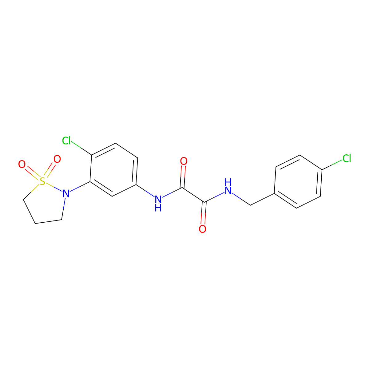 N1-(4-chloro-3-(1,1-dioxidoisothiazolidin-2-yl)phenyl)-N2-(4-chlorobenzyl)oxalamide molecular structure, CAS 1105216-19-0