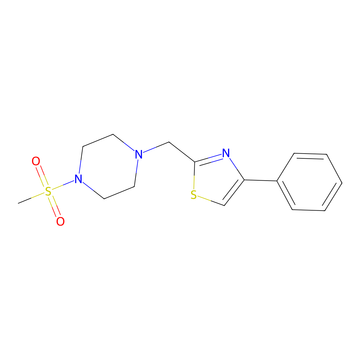 2-((4-(Methylsulfonyl)piperazin-1-yl)methyl)-4-phenylthiazole molecular structure, CAS 1105216-21-4