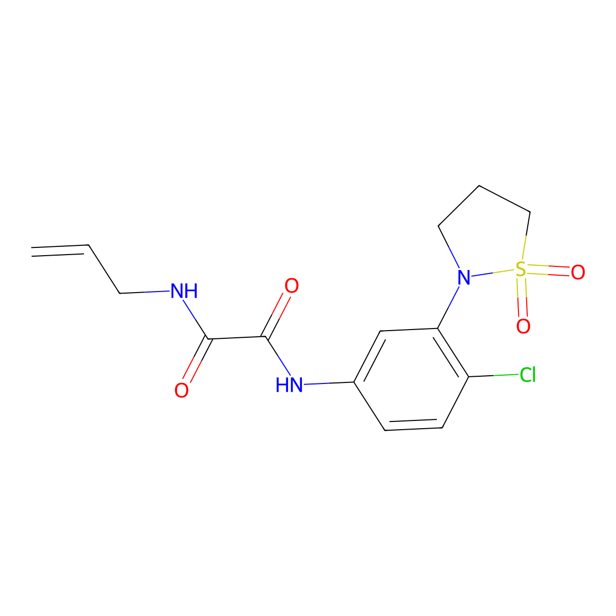 N1-allyl-N2-(4-chloro-3-(1,1-dioxidoisothiazolidin-2-yl)phenyl)oxalamide molecular structure, CAS 1105216-22-5
