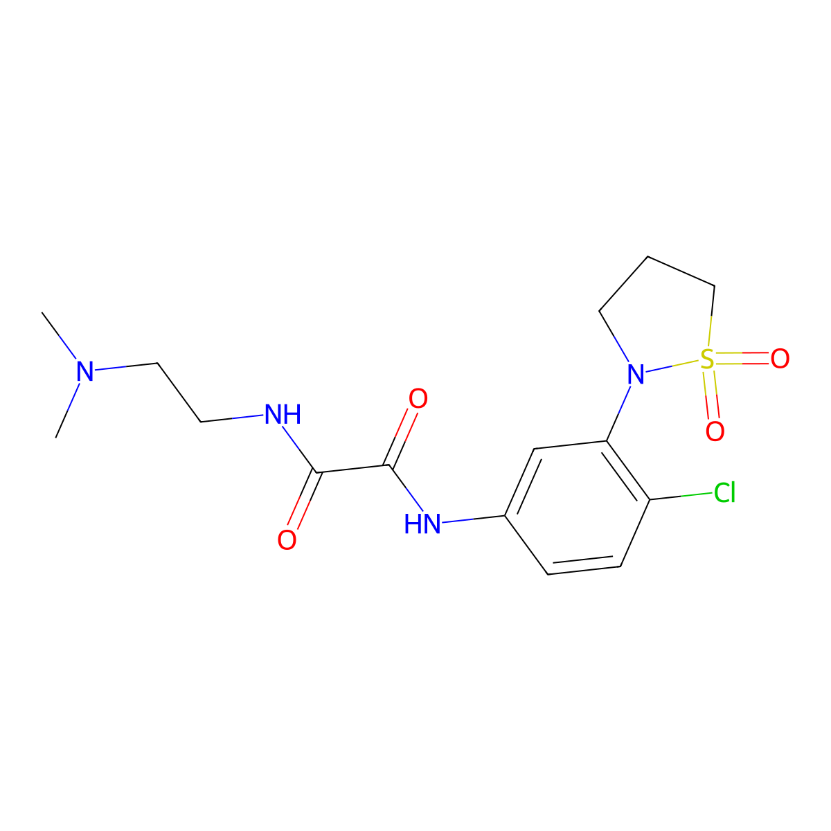 N1-(4-chloro-3-(1,1-dioxidoisothiazolidin-2-yl)phenyl)-N2-(2-(dimethylamino)ethyl)oxalamide molecular structure, CAS 1105216-26-9