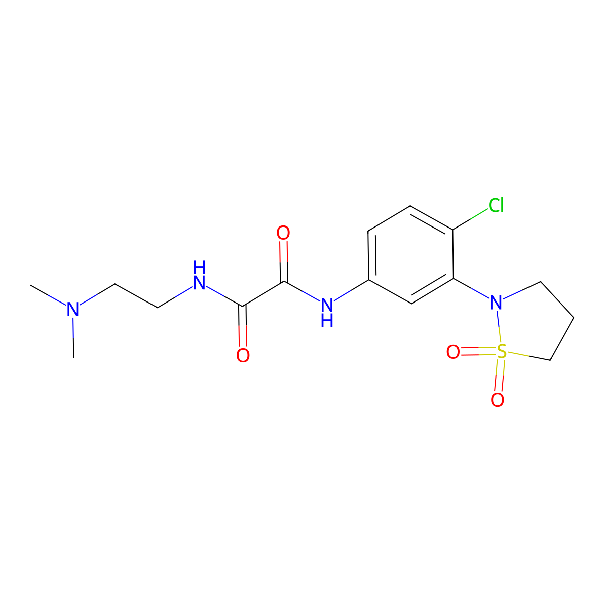 N1-(4-chloro-3-(1,1-dioxidoisothiazolidin-2-yl)phenyl)-N2-(2-(dimethylamino)ethyl)oxalamide molecular structure, CAS 1105216-26-9