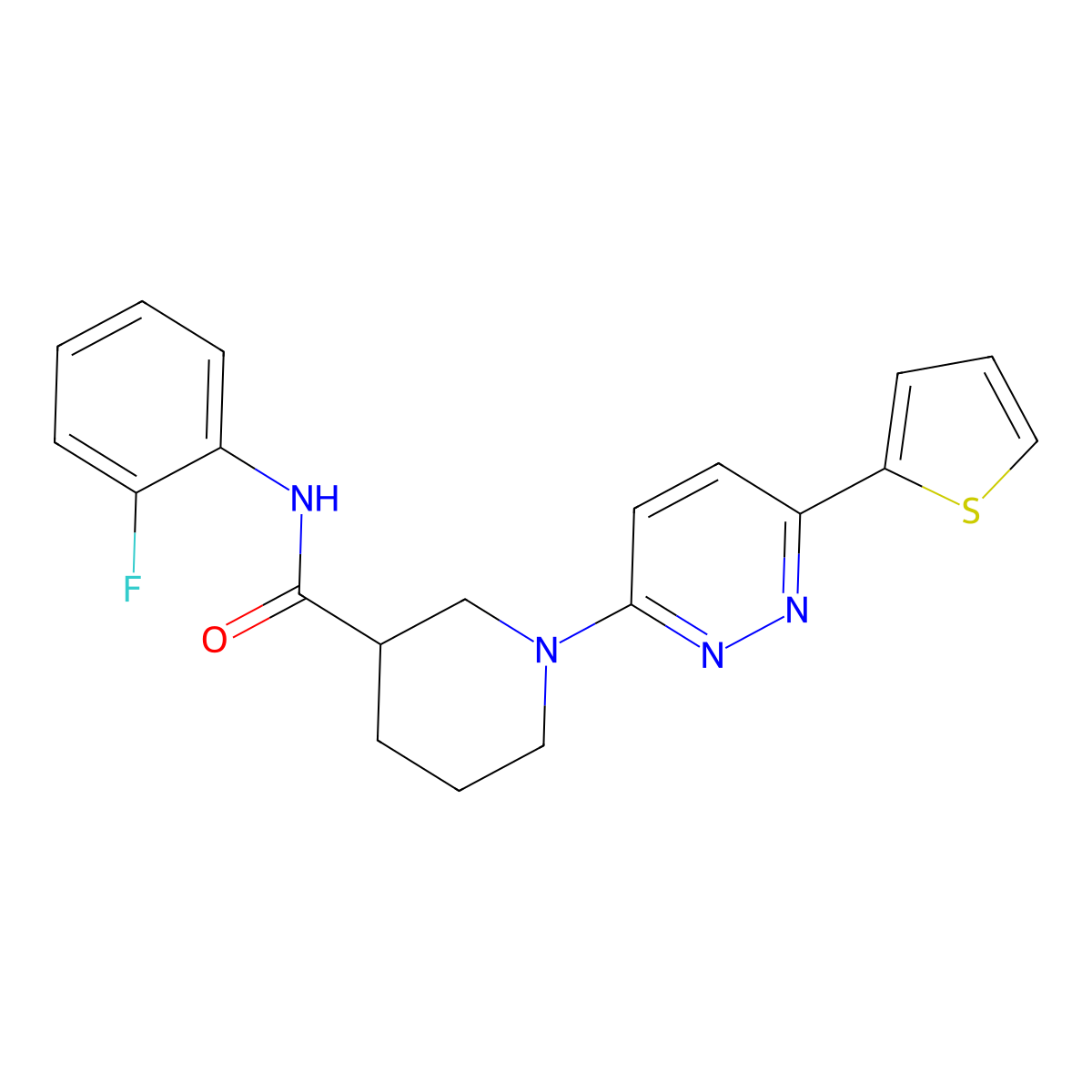 N-(2-fluorophenyl)-1-(6-(thiophen-2-yl)pyridazin-3-yl)piperidine-3-carboxamide molecular structure, CAS 1105216-31-6