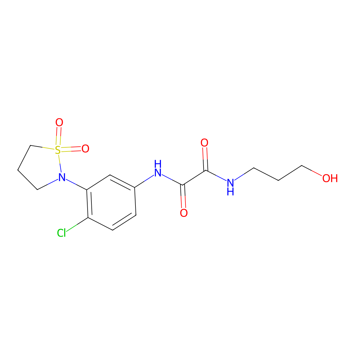 N1-(4-chloro-3-(1,1-dioxidoisothiazolidin-2-yl)phenyl)-N2-(3-hydroxypropyl)oxalamide molecular structure, CAS 1105216-34-9
