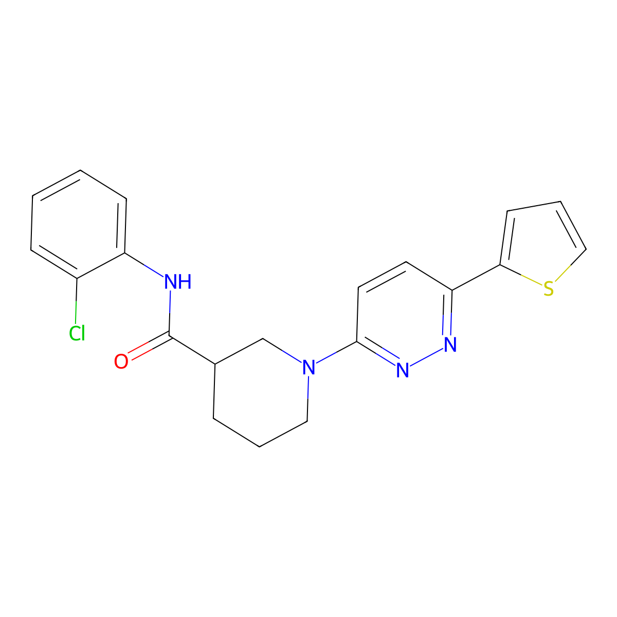 N-(2-chlorophenyl)-1-(6-(thiophen-2-yl)pyridazin-3-yl)piperidine-3-carboxamide molecular structure, CAS 1105216-35-0