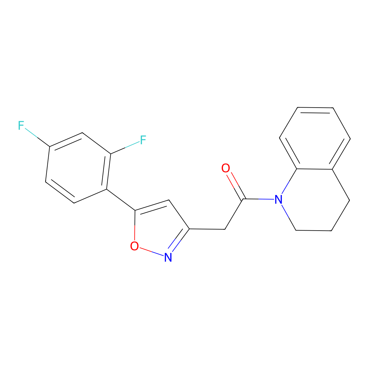 2-(5-(2,4-difluorophenyl)isoxazol-3-yl)-1-(3,4-dihydroquinolin-1(2H)-yl)ethanone molecular structure, CAS 1105216-36-1