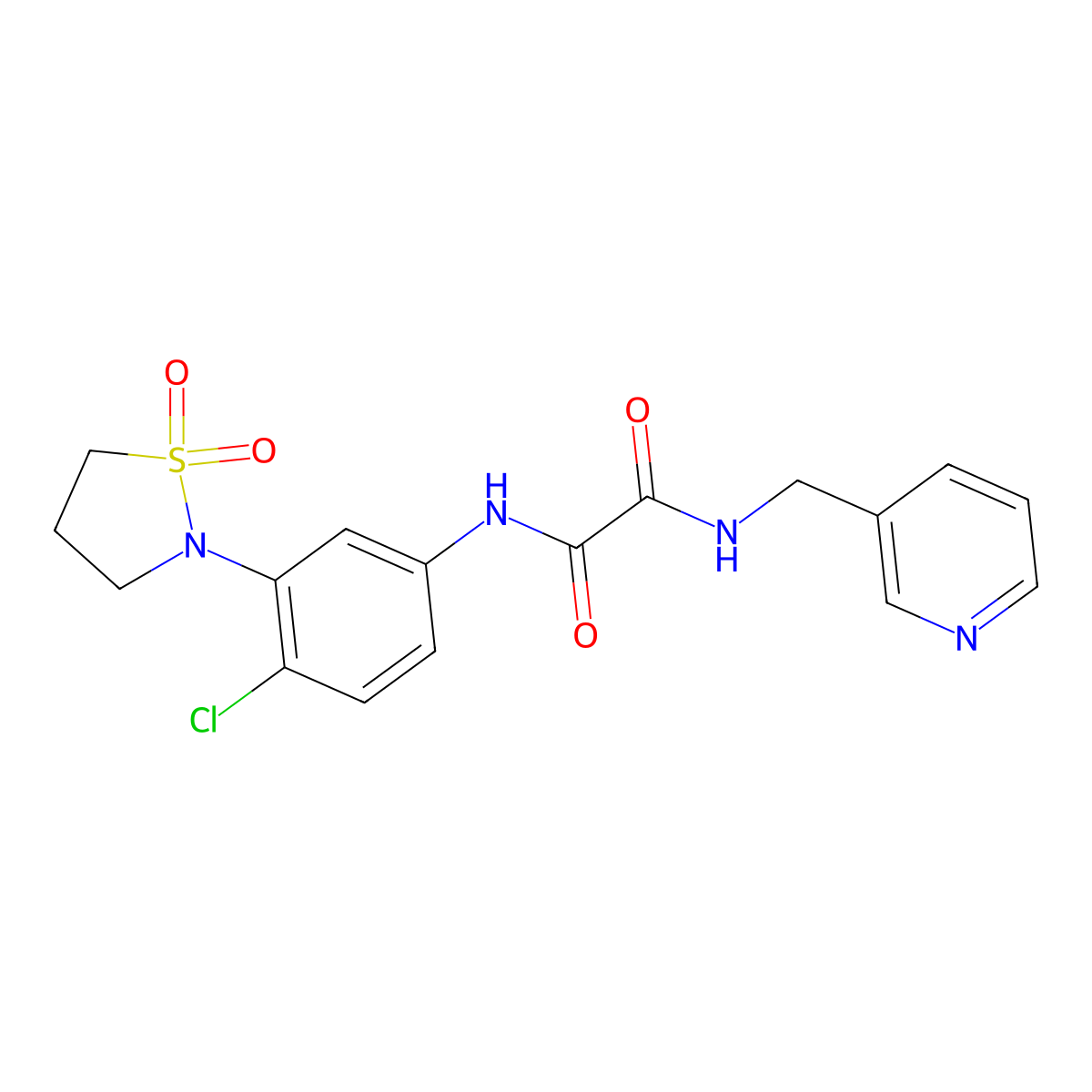 N1-(4-chloro-3-(1,1-dioxidoisothiazolidin-2-yl)phenyl)-N2-(pyridin-3-ylmethyl)oxalamide molecular structure, CAS 1105216-46-3