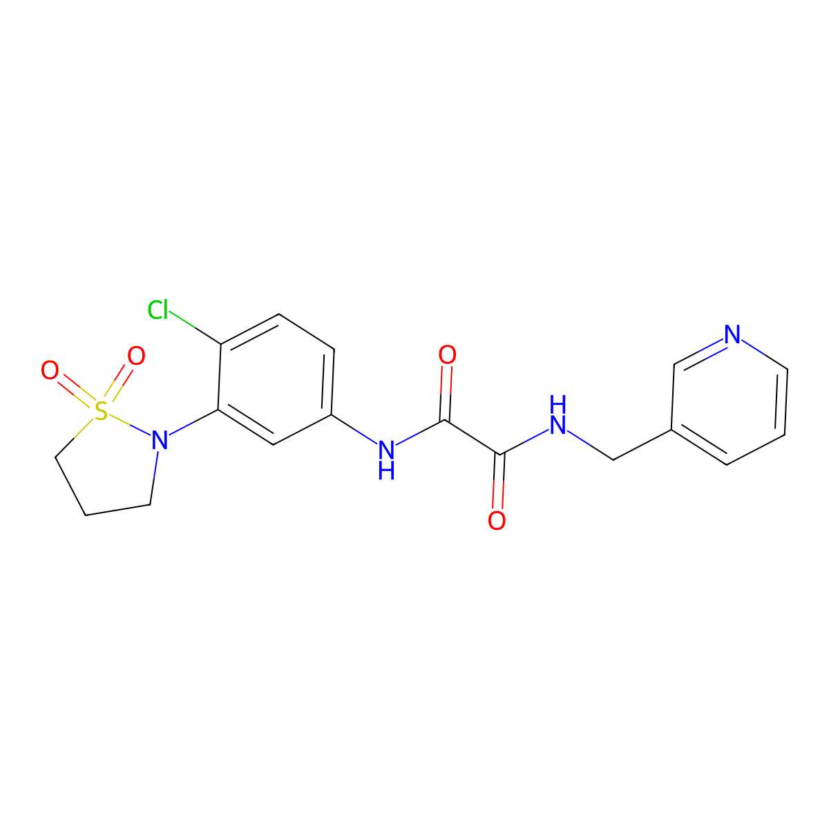 N1-(4-chloro-3-(1,1-dioxidoisothiazolidin-2-yl)phenyl)-N2-(pyridin-3-ylmethyl)oxalamide molecular structure, CAS 1105216-46-3