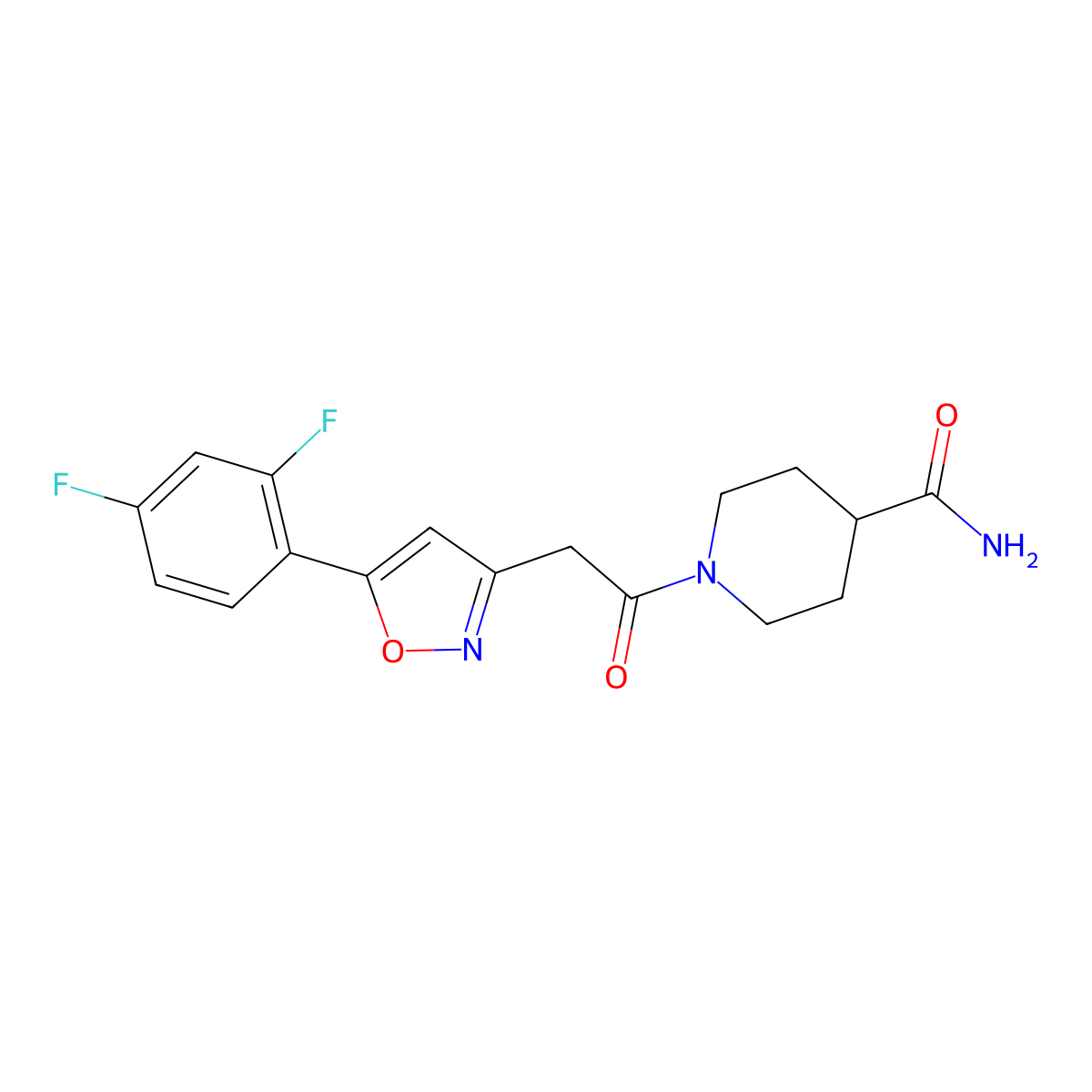 1-(2-(5-(2,4-Difluorophenyl)isoxazol-3-yl)acetyl)piperidine-4-carboxamide molecular structure, CAS 1105216-56-5