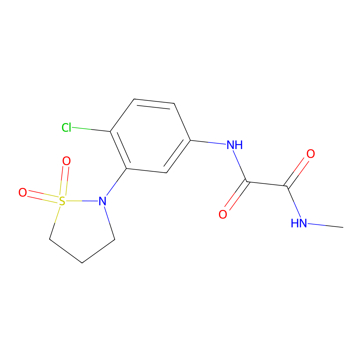 N1-(4-chloro-3-(1,1-dioxidoisothiazolidin-2-yl)phenyl)-N2-methyloxalamide molecular structure, CAS 1105216-58-7