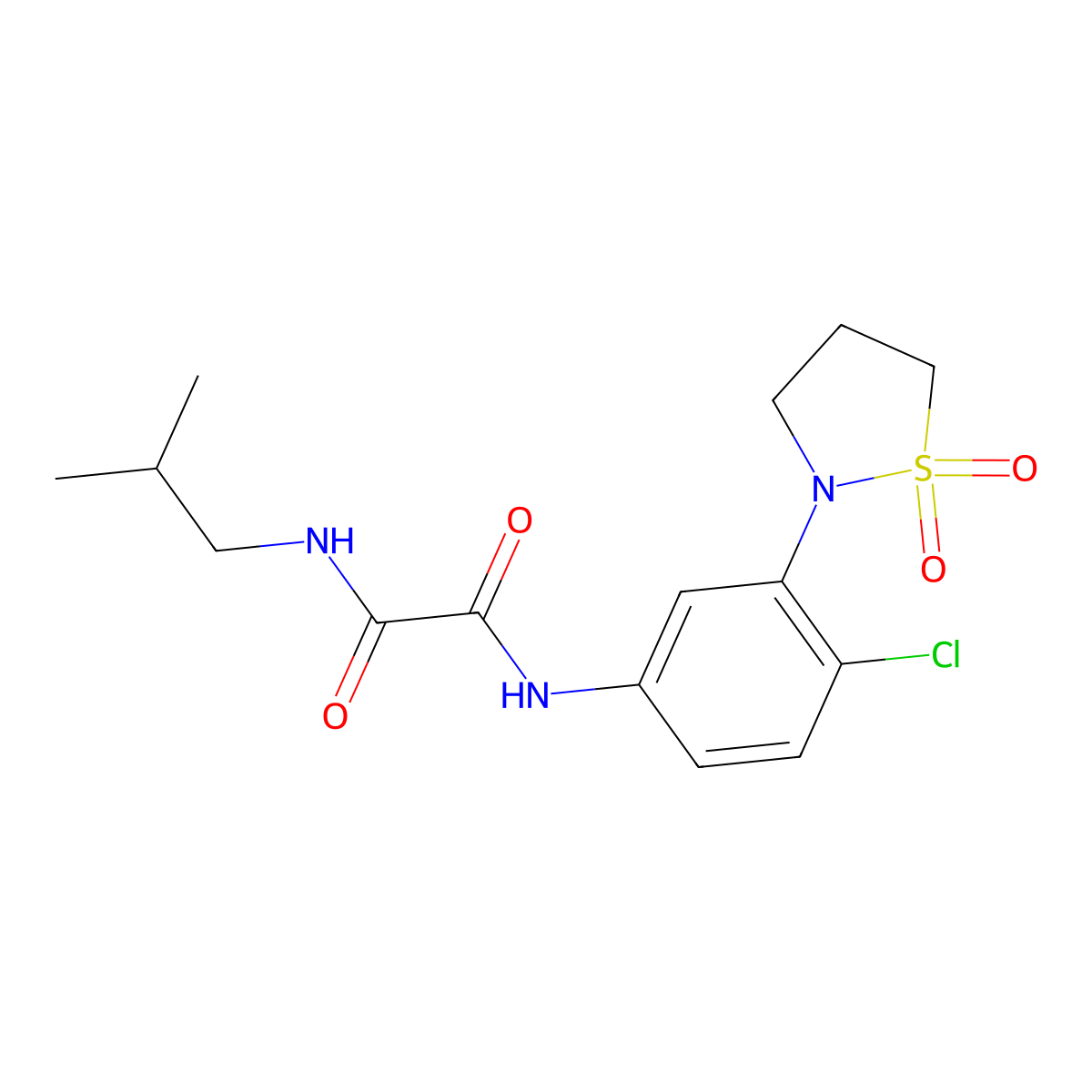 N1-(4-chloro-3-(1,1-dioxidoisothiazolidin-2-yl)phenyl)-N2-isobutyloxalamide molecular structure, CAS 1105216-62-3