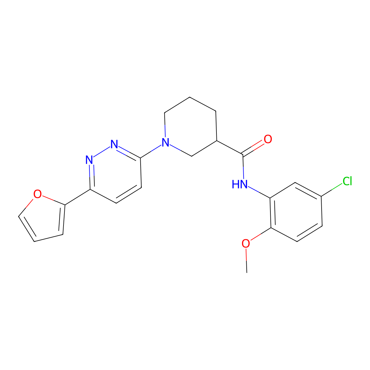 N-(5-chloro-2-methoxyphenyl)-1-[6-(furan-2-yl)pyridazin-3-yl]piperidine-3-carboxamide molecular structure, CAS 1105216-67-8