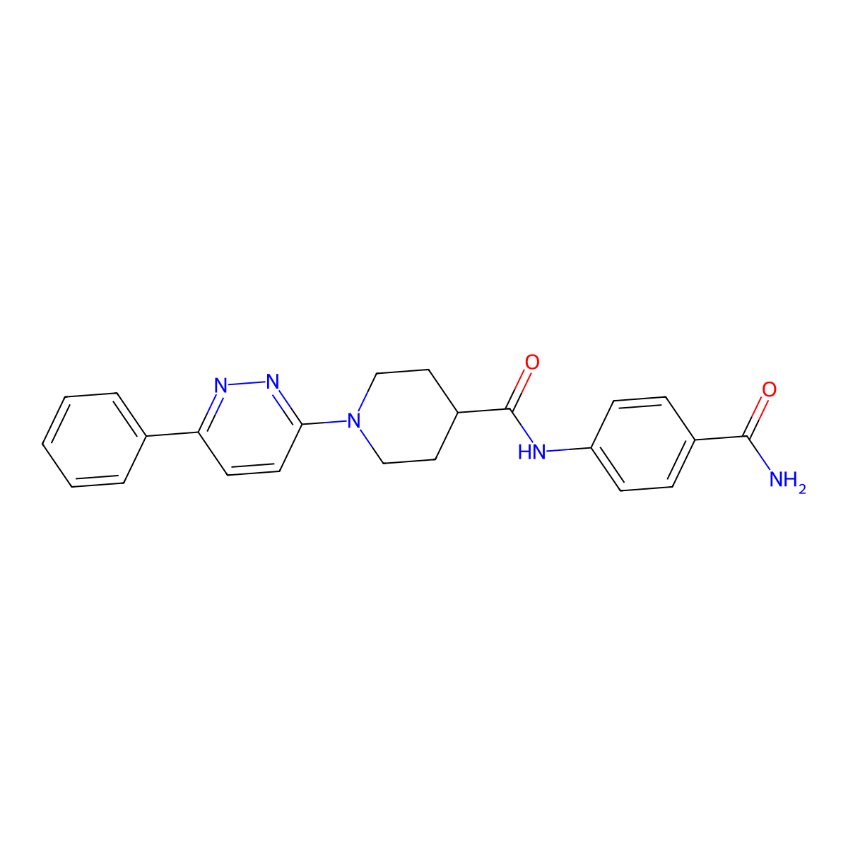N-(4-carbamoylphenyl)-1-(6-phenylpyridazin-3-yl)piperidine-4-carboxamide molecular structure, CAS 1105216-76-9
