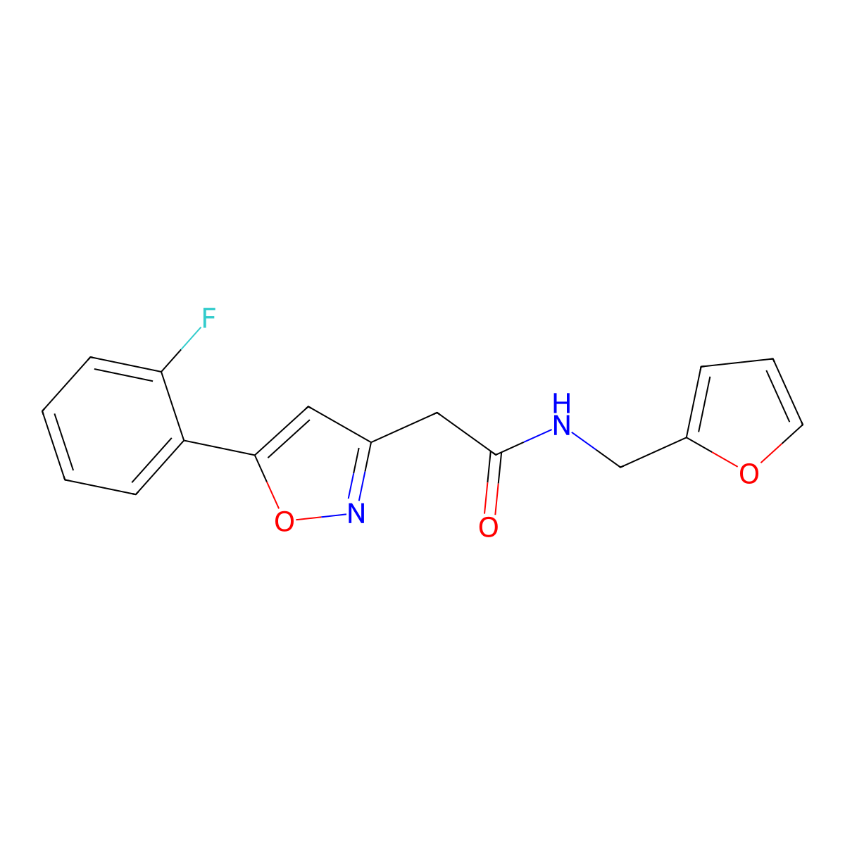2-(5-(2-fluorophenyl)isoxazol-3-yl)-N-(furan-2-ylmethyl)acetamide molecular structure, CAS 1105216-77-0