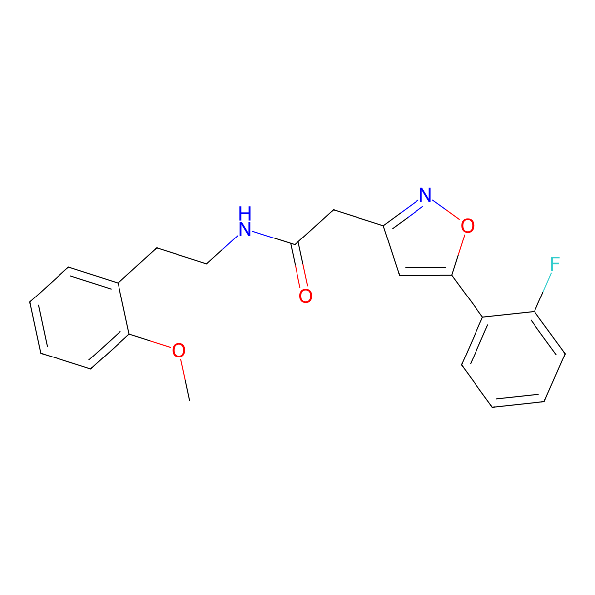 2-(5-(2-fluorophenyl)isoxazol-3-yl)-N-(2-methoxyphenethyl)acetamide molecular structure, CAS 1105216-82-7