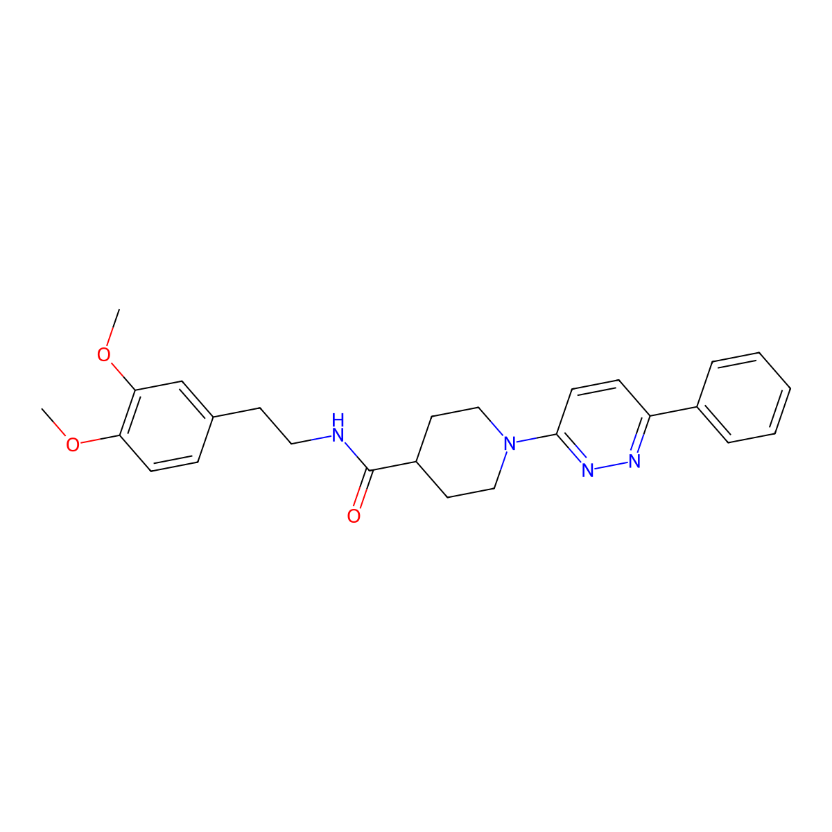 N-(3,4-dimethoxyphenethyl)-1-(6-phenylpyridazin-3-yl)piperidine-4-carboxamide molecular structure, CAS 1105216-90-7