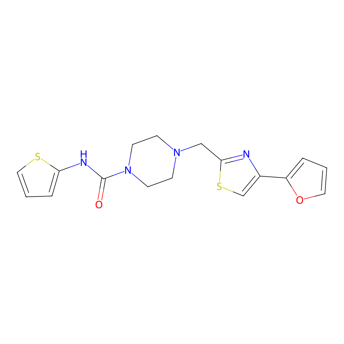4-((4-(furan-2-yl)thiazol-2-yl)methyl)-N-(thiophen-2-yl)piperazine-1-carboxamide molecular structure, CAS 1105217-03-5