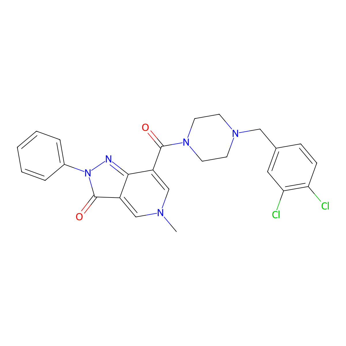 7-(4-(3,4-dichlorobenzyl)piperazine-1-carbonyl)-5-methyl-2-phenyl-2H-pyrazolo[4,3-c]pyridin-3(5H)-one molecular structure, CAS 1105217-04-6