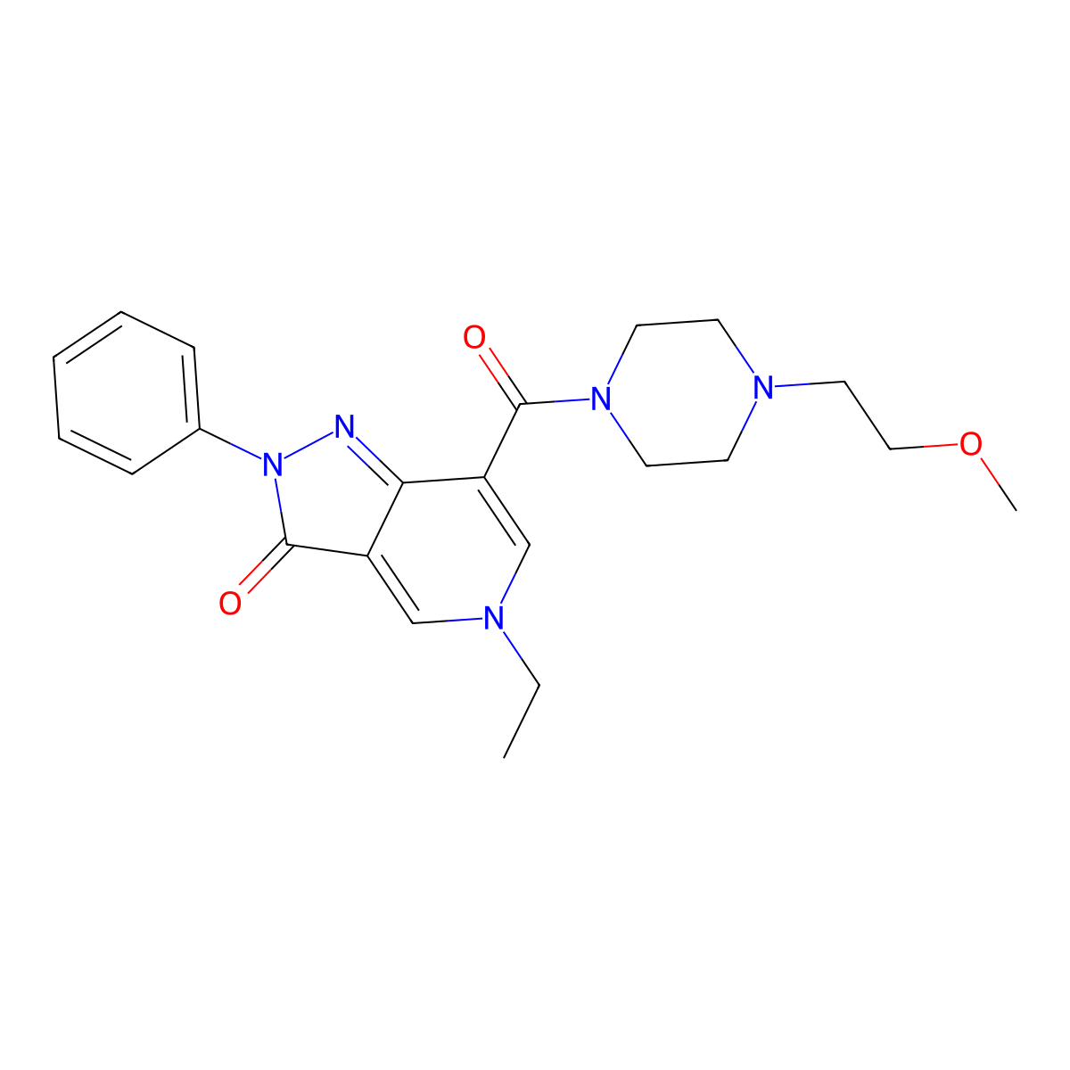5-ethyl-7-(4-(2-methoxyethyl)piperazine-1-carbonyl)-2-phenyl-2H-pyrazolo[4,3-c]pyridin-3(5H)-one molecular structure, CAS 1105217-09-1