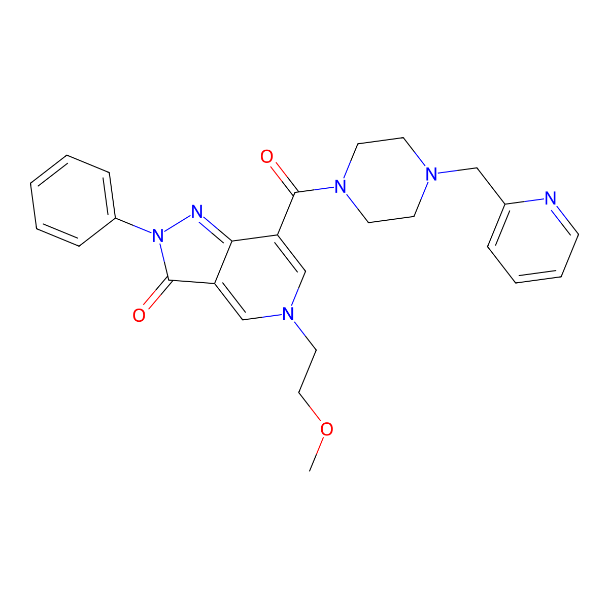 5-(2-methoxyethyl)-2-phenyl-7-(4-(pyridin-2-ylmethyl)piperazine-1-carbonyl)-2H-pyrazolo[4,3-c]pyridin-3(5H)-one molecular structure, CAS 1105217-17-1