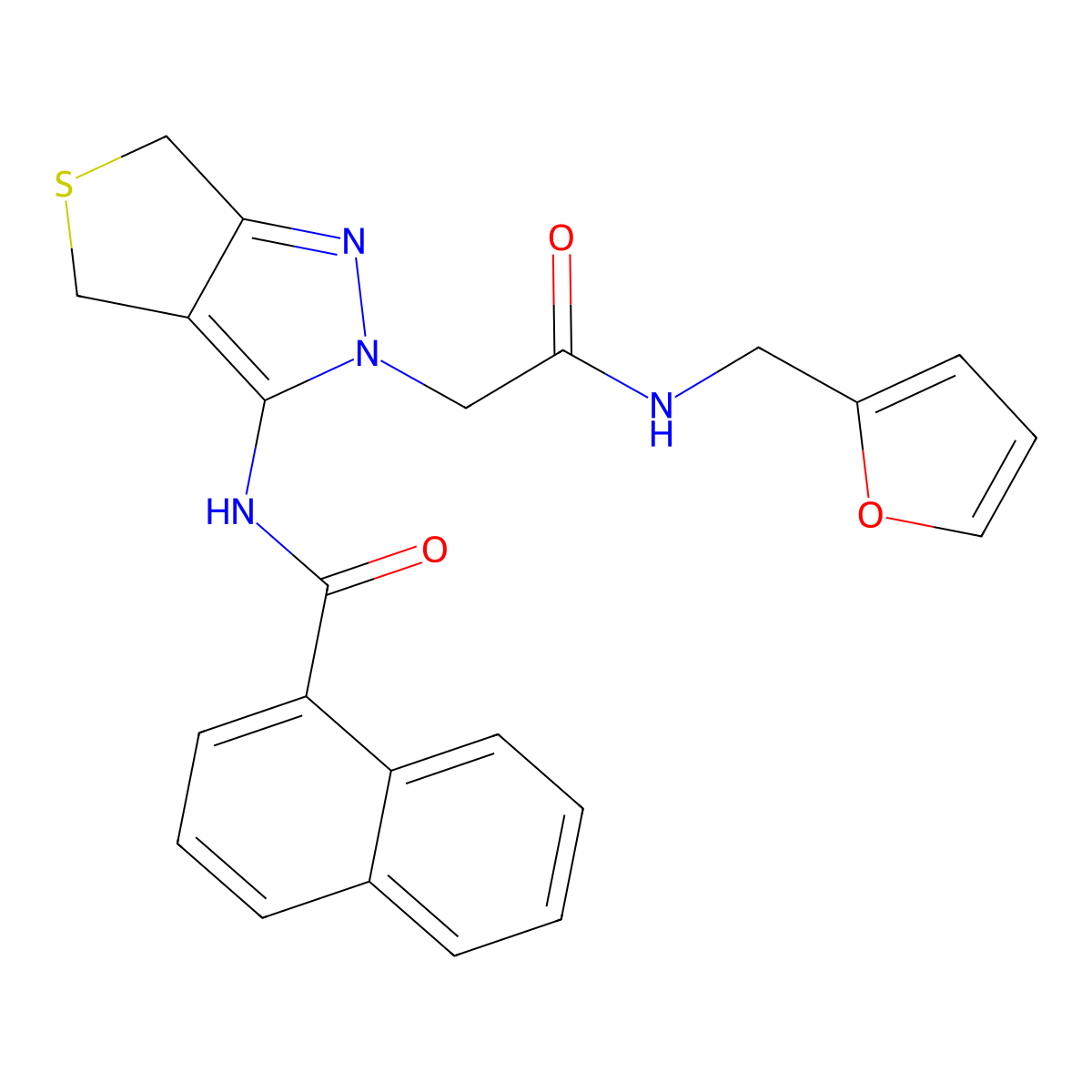 N-(2-(2-((furan-2-ylmethyl)amino)-2-oxoethyl)-4,6-dihydro-2H-thieno[3,4-c]pyrazol-3-yl)-1-naphthamide molecular structure, CAS 1105217-20-6