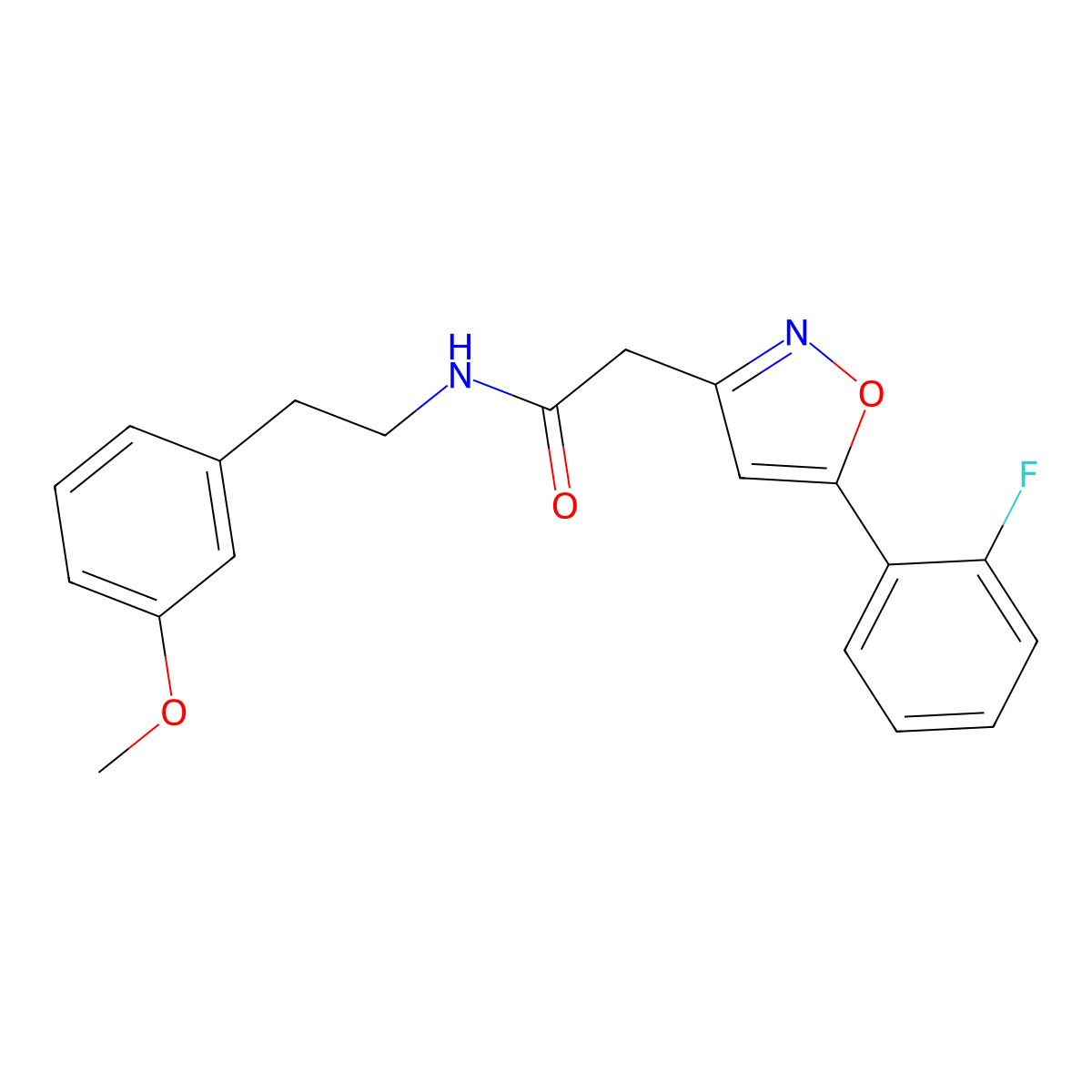 2-(5-(2-fluorophenyl)isoxazol-3-yl)-N-(3-methoxyphenethyl)acetamide molecular structure, CAS 1105217-21-7