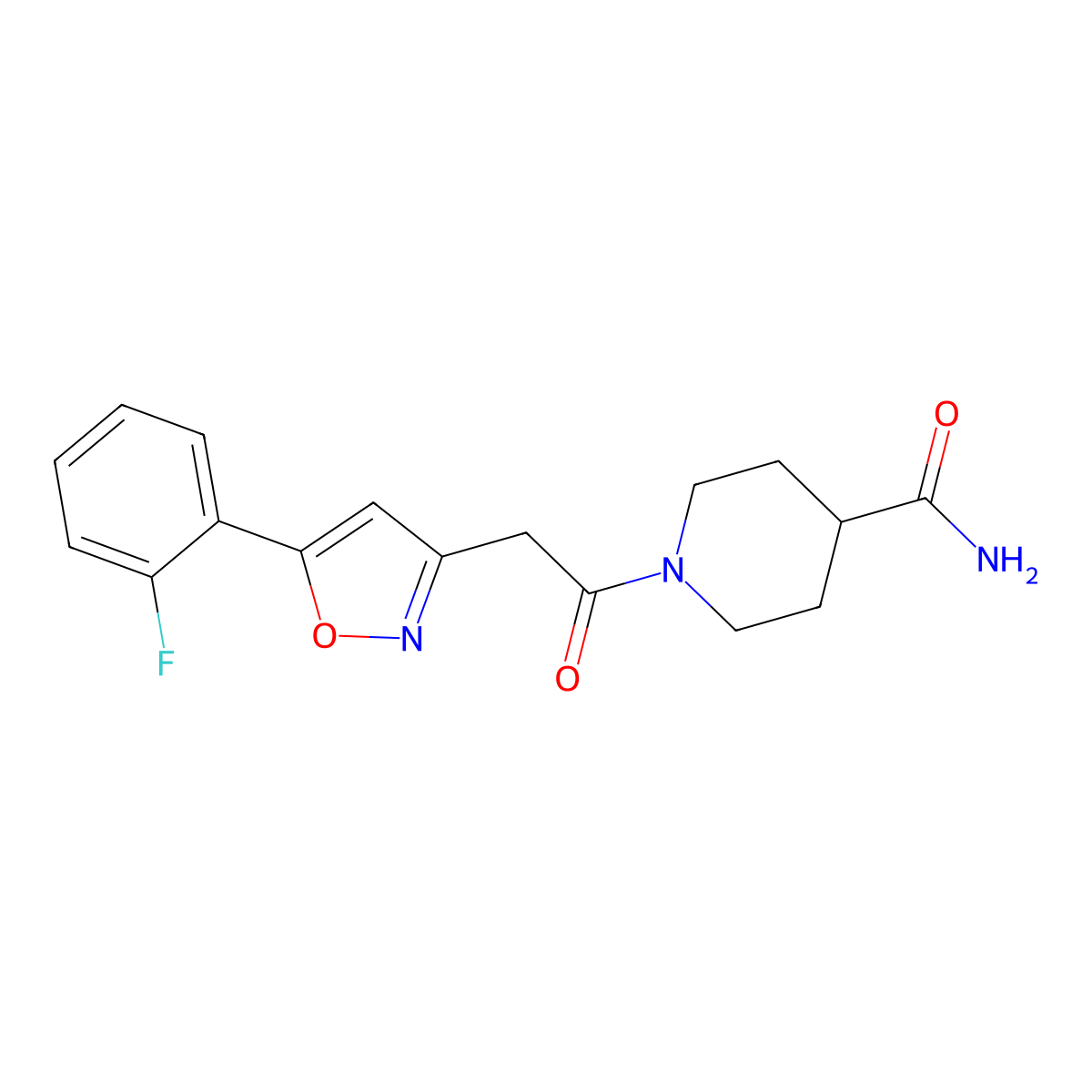 1-(2-(5-(2-Fluorophenyl)isoxazol-3-yl)acetyl)piperidine-4-carboxamide molecular structure, CAS 1105217-26-2