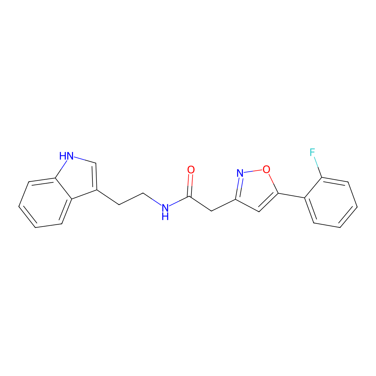 N-(2-(1H-indol-3-yl)ethyl)-2-(5-(2-fluorophenyl)isoxazol-3-yl)acetamide molecular structure, CAS 1105217-31-9