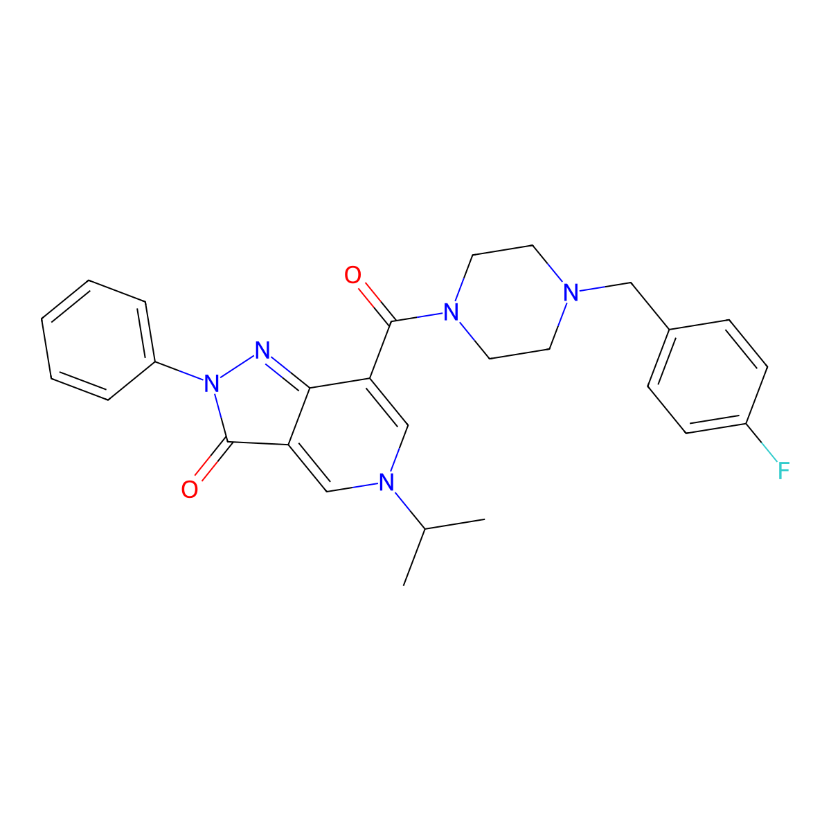 7-(4-(4-fluorobenzyl)piperazine-1-carbonyl)-5-isopropyl-2-phenyl-2H-pyrazolo[4,3-c]pyridin-3(5H)-one molecular structure, CAS 1105217-37-5