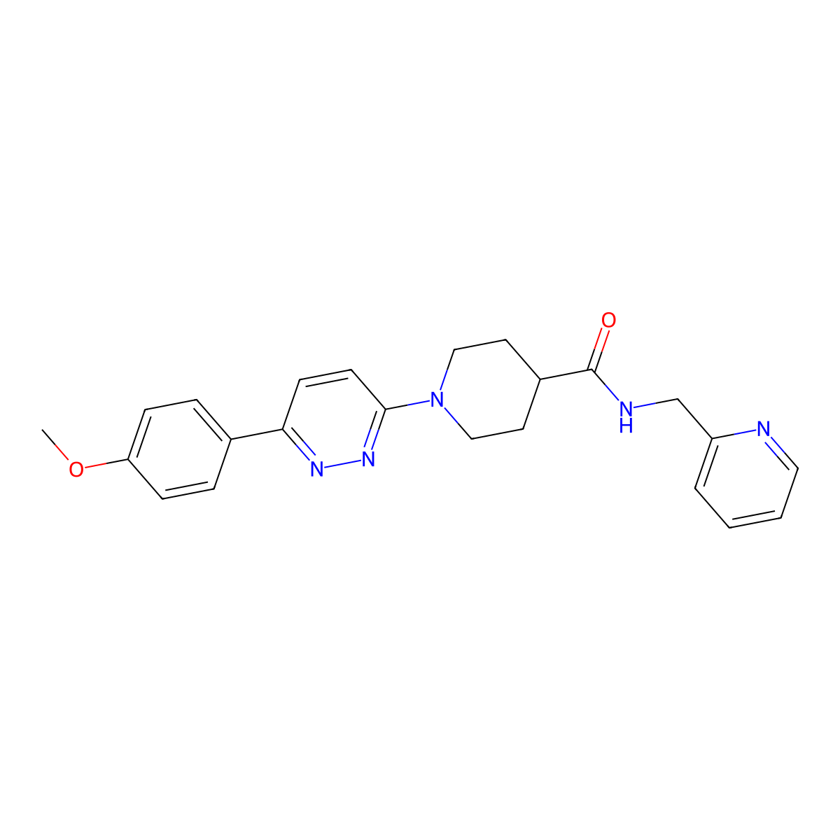 1-(6-(4-methoxyphenyl)pyridazin-3-yl)-N-(pyridin-2-ylmethyl)piperidine-4-carboxamide molecular structure, CAS 1105217-39-7